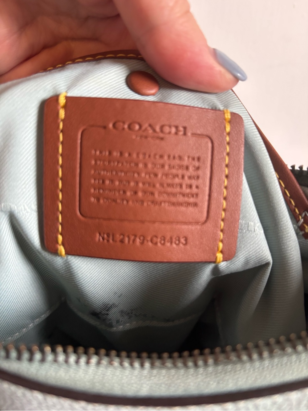 Coach Pebbled Leather Turnlock Crossbody in Pale Blue - Picture 3 of 8